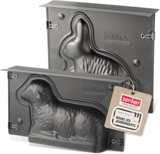 Zenker | Osterbackformen Hase & Lamm | Antihaftbeschichtung | ideal für Ostern | Farbe: Silber | 2-teiliges Set