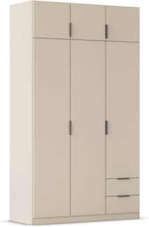 Rauch Möbel Lagoa, Kleiderschrank, Garderobe für Schlafzimmer, Kinderzimmer, Jugendzimmer 6-türig, 2 Schubladen, mit Zubehör Premium, Farbe Beige, Breite 136 cm