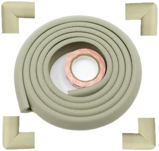 Kantenschutz Schaumstoff von Fairy Baby | Kantenschutz Eckenschutz | Kantenschutz Kinder Schwarz, Grau, Sahne, Braun | für Tische, Platten, Kommode (4M, Weiß)
