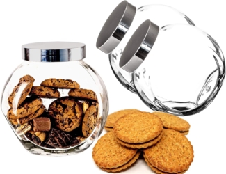 BigDean 2er Set 2 Liter Bonbonglas mit Schraubdeckel - Candy-Glas groß - Für Süßigkeiten, Kekse, Mehl-Aufbewahrung & Gewürze - Made in Germany - Spülmaschinenfest