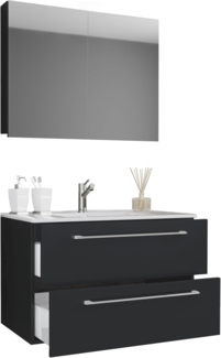 Badinos Bad Möbel Set Waschbecken Unterschrank Wandspiegel Badezimmer Waschtisch