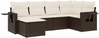 vidaXL 6-tlg. Garten-Sofagarnitur mit Kissen Braun Poly Rattan 3252800