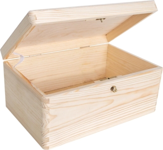 Creative Deco Holzkiste mit Deckel und Schlüssel, Holztruhe Erinnerungsbox Baby Holzbox mit Deckel Kasten