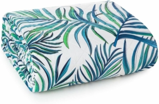 Design91 Tagesdecke Tropical, Palmen Muster Grüne Blätter Papagei Dschungel Motiv