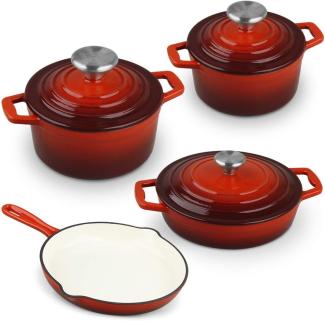 CS Koch-Systeme Topf-Set Xanten, Gusseisen (Set, 7-tlg, je 1 Fleischtopf Ø 16/26 cm, 1 Bratentopf Ø 24 cm, 1 Pfanne Ø 28 cm), Induktion