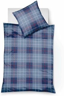 Fleuresse Lech Edelflanell Bettwäsche 240x220 Karo marine blau rost 604112-02