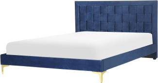 Bett mit Lattenrost LIMOUX 140 x 200 cm Samtstoff Marineblau