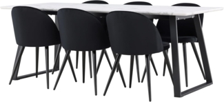 ebuy24 Essgruppe Malaga Essgruppe Esstisch 90x200 cm weiß und 6 Skag, (7-tlg)