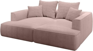 Vente-unique - Sofa 3-Sitzer - tiefe Komfortsitzfläche - grob gerippter Cord - Puderrosa - PINETA