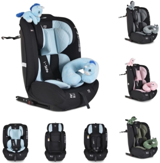 Moni Kindersitz i-Size i-Safe (76-150cm) Isofix, Top Tether, 13-fach verstellbar blau