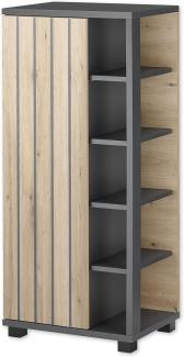 NIZZA Hohe Badezimmer Kommode in Graphit, Artisan Eiche Optik - Badezimmerschrank Bad Schrank mit viel Stauraum - 50 x 113 x 37 cm (B/H/T)