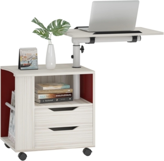 sogesfurniture Nachttisch, höhenverstellbar, beweglich, Schlafzimmer-Beistelltisch, Überbett, Nachttisch, stapelbarer Beistelltisch, Schlafzimmermöbel, Ahorn