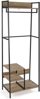 Versa Biarritz Regal Kleiderständer, Maße (H x B x T) 170 x 30 x 45, MDF-Holz und Metall, Farbe Braun und Schwarz.