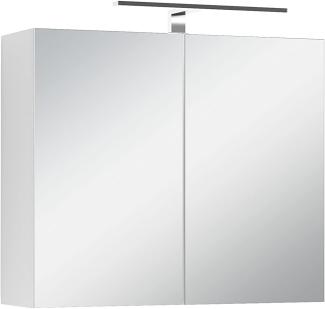 byLIVING Spiegelschrank SPREE / Korpus matt weiß mit Spiegeltüren / Hängeschrank mit Soft-Close-Funktion / Inklusive LED-Beleuchtung / Badschrank mit Stecker- und Schalterdose / B 70, H 60, T 20 cm