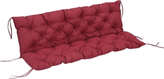 Outsunny Bankauflage 3 Sitzer, 150 x 98 x 8 cm, mit Bändern, Outdoor/Indoor, (1 St), für Gartenmöbel, Fensterbank Sitzbank, Hollywoodschaukel, Rot