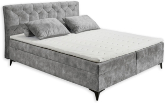 Stella Trading Miami 1 Boxbett 180x200, Grau - Bequemes Doppelbett mit hochwertigem 4-Gang-Bonell-Federkern & Komfortschaum Topper - 182 x 109 x 210 cm (B/H/T)