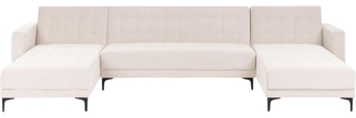 U-förmiges Modul Schlafsofa ABERDEEN Samtstoff Hellbeige 5-Sitzer