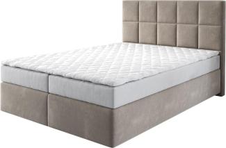 Boxspringbett Dream-Fine Mikrofaser Beige 140x200 mit Matratze und Topper