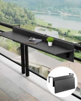VEVOR Balkontisch, 1220x300 mm, klappbarer Balkonhängetisch, Klapptisch für den Außenbereich, 22 kg Tragkraft, passend für Geländer von 2,54 bis 15 cm, Serviertisch für Terrasse und Deck
