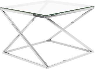 Couchtisch Glas Silber quadratisch 60 x 60 cm BEVERLY