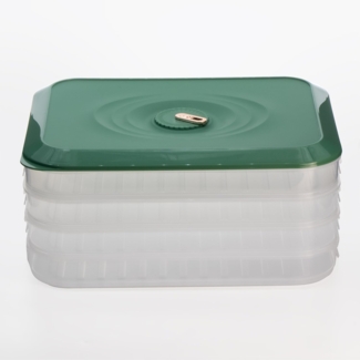 KVOTA Aufbewahrungssystem 4-lagig Gefrierbehälter Lebensmittel, Kühlschrank Einfrieren Deckel, Kunststoff