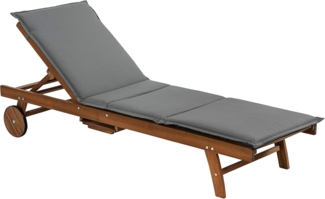 Dehner Gartenliege Rolliege Ravenna inkl. Polster, 200 x 70 x 89 cm, Holz, verstellbare Sonnenliege mit Rollen, aus FSC®-zertifiziertem Holz