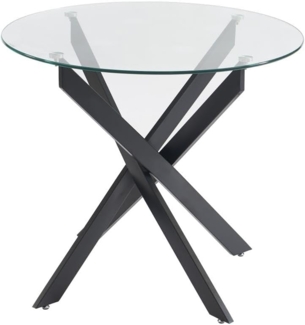 Vente-unique - Esstisch rund für 2 Personen - Sicherheitsglas & schwarzes Metall - Transparent - COSIMA