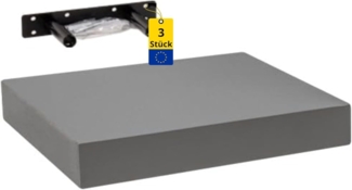 Velano - Bücherregal Wand - 3er-Set Wandregal 23,5x23.5 cm - Regal Wand - Schweberegal - Hängeregal - Regalbrett - Grau - Küchenregal - Bücherregal Kinder - Deko Wohnzimmer