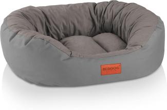 BedDog Hundebett Grosse Hunde - Hundekissen - Hundekorb - Ovales Hundekörbchen - Hundesofa - Hundebetten für Große Hunde - Dog Bed - Hunde Bett - Körbchen Hund aus Alicante-Gewebe L, STEEL-GREY (grau)