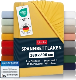 Blumtal® Spannbettlaken 180x200 cm 2er Set aus Microfaser - Oekotex zertifiziertes Bettlaken 180x200 - Leintuch 180x200/Spannbettuch 180x200 cm - Spannleintuch 180x200 - Bettlaken - Spicy Mustard - Gelb