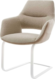 Freischwinger Yago-Flex mit Armlehnen Materialmix Schlamm Freischwinger flach Weiß Taschenfederkern