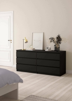 Dmora - Kommode Giselle, Wohnzimmerbuffet, Wohnzimmer-Sideboard, Moderne Küchen-Speisekammer, 154x50 h70 cm, Schwarz