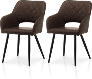 TUKAILAI Esszimmerstühle 2er Set aus Kunstleder, Küchenstuhl Polsterstuhl mit Offener Rückenlehne,Armlehnen,Gepolstertem Sitz, Metallbeinen, Stühle für Wohnzimmer,Esszimmer,Küche