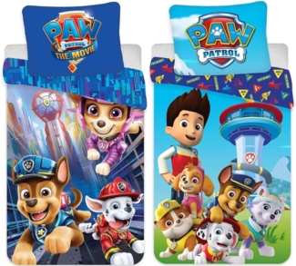 BrandMac Bettwäsche PAW Patrol Movie - 2 x Wende-Bettwäsche-Set, 135x200 & 80x80, Baumwolle, 100% Baumwolle