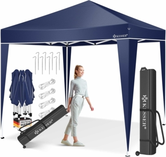 KESSER® Pavillon 3x3 m | wasserdicht | inkl. Tasche | Pop-Up Klicksystem | UV-Schutz 50+ | Faltpavillon | Gartenzelt | Partyzelt | Metall-Verstrebungen | Blau