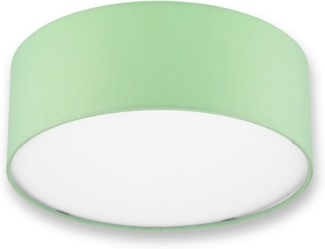 REV Deckenleuchte - Deckenlampe rund 30cm mit Stoff-Lampenschirm in Pastell – ideal für Schlafzimmer, Wohnzimmer & Kinderzimmer, mintgrün