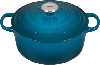 Le Creuset Signature Gusseisen-Bräter mit Deckel, Für alle Herdarten und Induktion geeignet, Rund, Deep Teal, 24,0 cm, 4.2