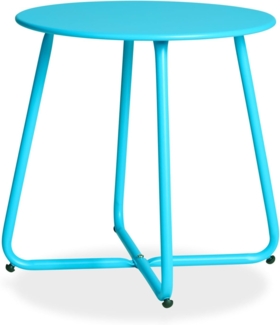 Beistelltisch Gartentisch Rund Metall Balkontisch Blau Outdoor Tisch Metalltisch Bistrotisch Kaffeetisch