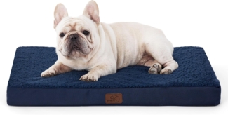 BEDSURE orthopädisches Hundebett kleine Hunde - 76 x 51 x 7.6 cm Hundekissen flauschig Hundematte waschbar Hundematratze in Navyblau für kleine Hunde