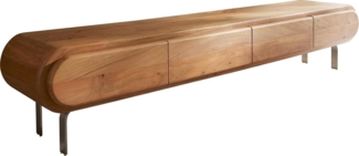 Lowboard Sohara 175 cm Akazie Natur 4 Türen L-Fuß silber
