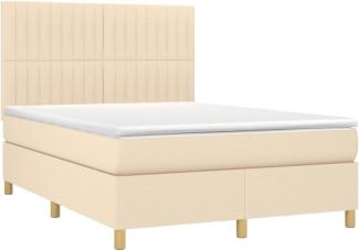 vidaXL Boxspringbett mit Matratze Creme 140x190 cm Stoff 3142494