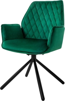 ML-DESIGN Stuhl Drehstuhl mit Armlehne & Rückenlehne Ergonomische mit Metallbeine (1 St), Armlehnstuhl Dunkelgrün aus Samt 180° Drehbar ergonomische Sessel