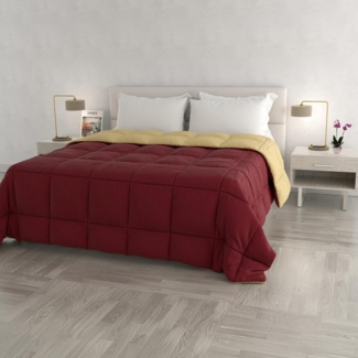 Italian Bed Linen Wintersteppdecke Elegant, Bordeaux/Creme, Doppelte, 100% Mikrofaser, 260x260 cm