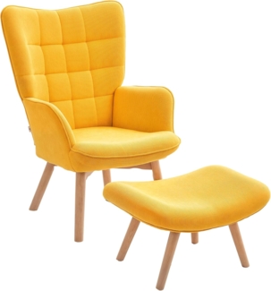 HOMCOM Relaxsessel mit Hocker, Kordoptik, Holzbeine (Ohrensessel, 2-St, Polstersessel), für Wohnzimmer, Orange