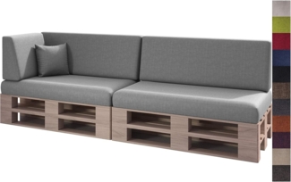 sunnypillow Palettenkissen mit abnehmbarem Bezug Kaltschaum Palettenauflage Palettenpolster Palettensofa Sitzkissen Rückenlehne Indoor Outdoor 6er Set 120x80 Grau