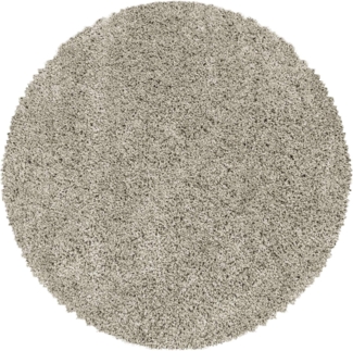 Carpetsale24 Shaggy Hochflor Teppich Wohnzimmer 200 cm Rund Natur - Modern Flauschiger Teppich Extra Weich, Pflegeleicht und Einfarbig - Ideal als Teppich für Schlafzimmer, Esszimmer und Küche