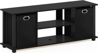 Furinno Econ TV Schrank/Entertainment Center mit 2 Einschüben, holz, schwarz, 29. 72 x 29. 72 x 40. 13 cm