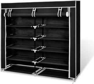 vidaXL Stoff Schuhschrank mit Abdeckung 115 x 28 x 110 cm Schwarz 240493