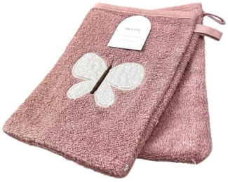 2er Pack Baby Waschhandschuhe » Set 2 Kinder Waschlappen Frottee » 21 x 15 cm reine Baumwolle » Wasch Handschuhe - Rosa