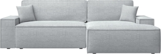 Selsey Farese New - Ecksofa mit Schlaffunktion, Chenille-Bezug in Hellgrau, rechtsseitig